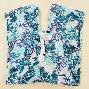 Cynthia Rowley 100% Linen Blue Floral High Rise Wide Leg Pants Medium